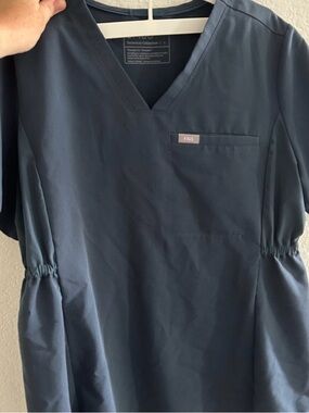 Figs Navy V-Neck Medical Scrub Top